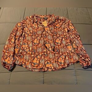 Lucky Brand Paisley Print Sheer Blouse